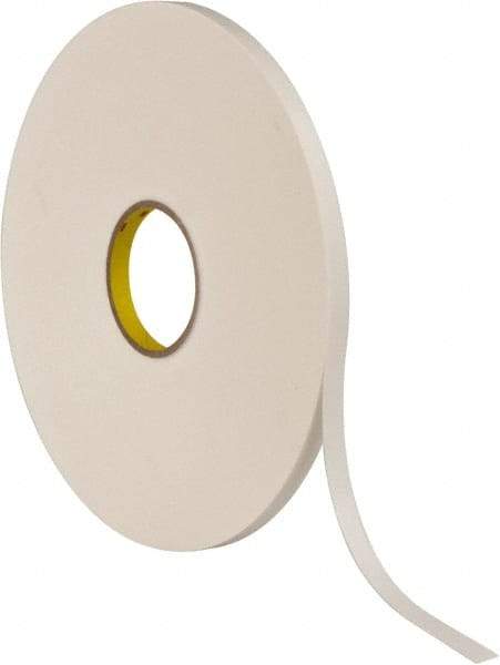 3M - 1/2" x 72 Yd Rubber Adhesive Double Sided Tape - 1/32" Thick, White, Polyethylene Foam Liner, Continuous Roll, Series 4462W - Caliber Tooling