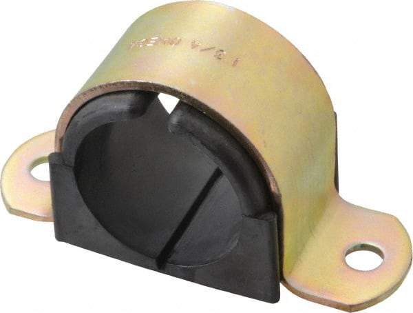 ZSI - 1-1/4 Pipe, Steel, Zinc Plated Pipe Strap with Cushion - 2 Mounting Holes - Caliber Tooling