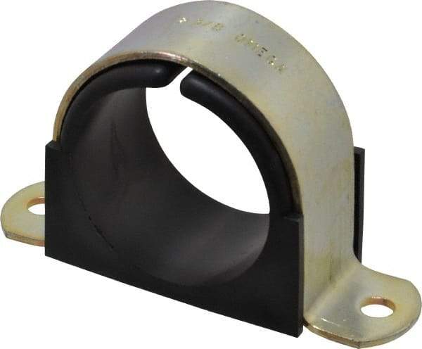 ZSI - 2 Pipe, Steel, Zinc Plated Pipe Strap with Cushion - 2 Mounting Holes - Caliber Tooling