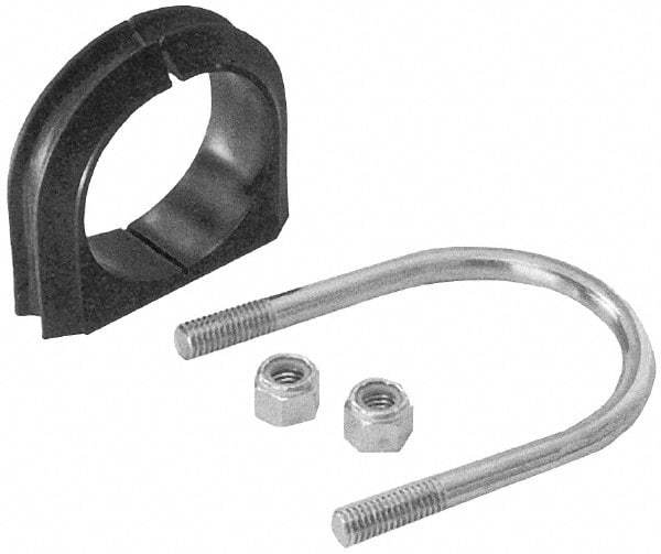 ZSI - 3" Pipe, Steel U Bolt Clamp with Cushion - Electro Galvanized, 1" Panel Thickness, 5.6"x4.55"x1.24" - Caliber Tooling