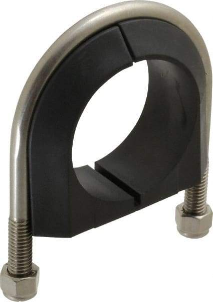 ZSI - 2" Pipe, Grade 316 Stainless Steel U Bolt Clamp with Cushion - 3/4" Panel Thickness - Caliber Tooling