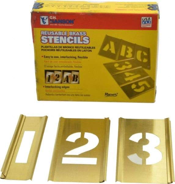 C.H. Hanson - 15 Piece, 1-1/2 Inch Character Size, Brass Stencil - Contains Figure Set - Caliber Tooling