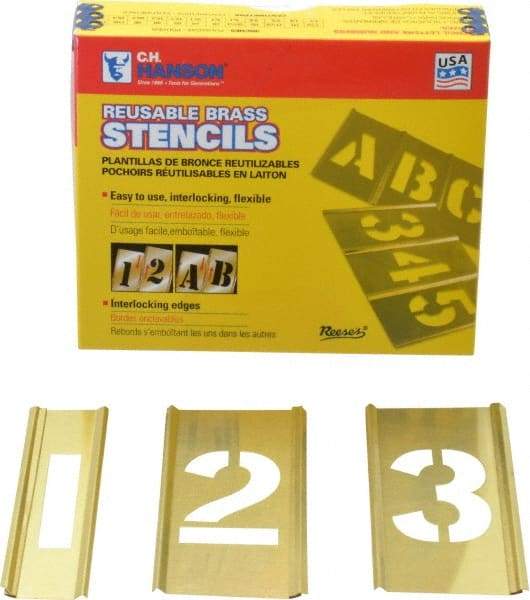 C.H. Hanson - 15 Piece, 2 Inch Character Size, Brass Stencil - Contains Figure Set - Caliber Tooling