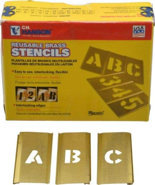 C.H. Hanson - 33 Piece, 1/2 Inch Character Size, Brass Stencil - Contains Letter Set - Caliber Tooling