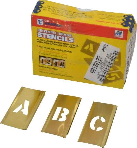 C.H. Hanson - 33 Piece, 3/4 Inch Character Size, Brass Stencil - Contains Letter Set - Caliber Tooling