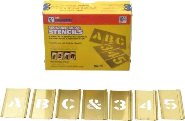 C.H. Hanson - 92 Piece, 3/4 Inch Character Size, Brass Stencil - Contains Three A Fonts - Caliber Tooling