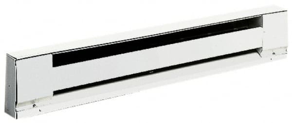 TPI - 60" Long, 240 Volt, 1250/938 Watt, 4250/3189 BTU, Electric Baseboard Heater - Stainless Steel Element, Aluminum Fins, White - Caliber Tooling