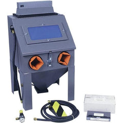 Econoline - 19" Wide x 33" High x 17" Deep Sand Blasting Cabinet - Suction Feed, 12" CFM at 80 PSI, 16" Working Height x 18 Working Width x 16" Working Depth, 18" Opening Length x 12" Wide Opening - Caliber Tooling