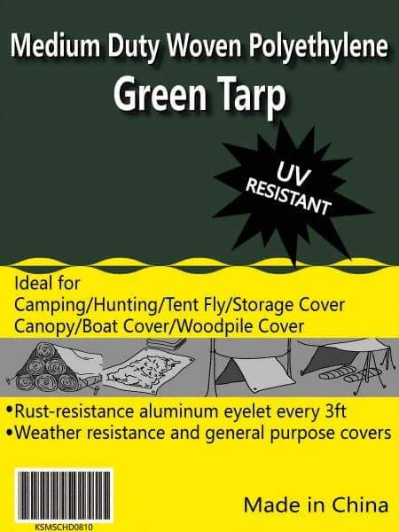 Value Collection - 40' Long x 20' Wide Polyethylene Tarp & Dust Cover - Green, 9 to 10 mil Thickness - Caliber Tooling