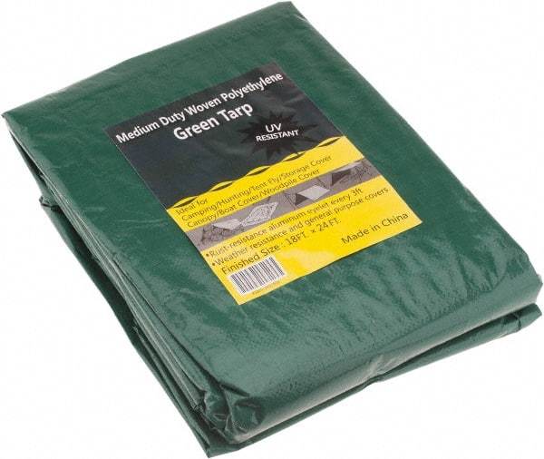 Value Collection - 24' Long x 18' Wide Polyethylene Tarp & Dust Cover - Green, 9 to 10 mil Thickness - Caliber Tooling