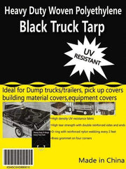 Value Collection - 20' Long x 12' Wide Polyethylene Tarp & Dust Cover - Black, Grommet, 11 to 12 mil Thickness - Caliber Tooling