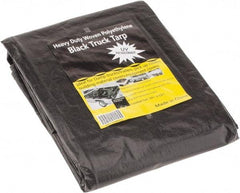 Value Collection - 12' Long x 10' Wide Polyethylene Tarp & Dust Cover - Black, Grommet, 11 to 12 mil Thickness - Caliber Tooling