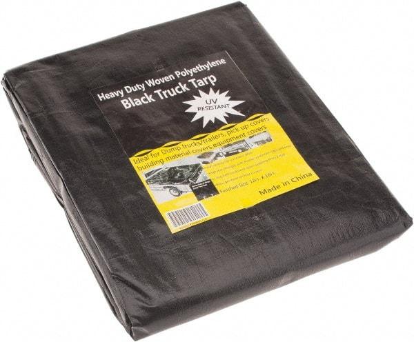 Value Collection - 16' Long x 12' Wide Polyethylene Tarp & Dust Cover - Black, Grommet, 11 to 12 mil Thickness - Caliber Tooling