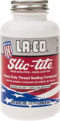 LA-CO - 1/2 Pt Brush Top Can White Thread Sealant - Paste with PTFE, 500°F Max Working Temp, For Metal, PVC, CPVC & ABS Plastic Pipe Threads - Caliber Tooling