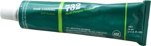 Dow Corning - 3 oz Tube Black RTV Silicone Joint Sealant - -76 to 356°F Operating Temp, 20 min Tack Free Dry Time, 24 hr Full Cure Time, Series 732 - Caliber Tooling