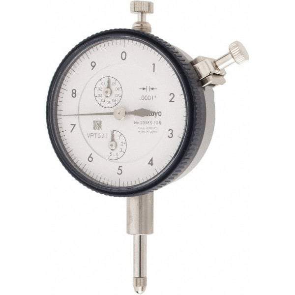 Mitutoyo - 1/2" Range, 0-10 Dial Reading, 0.0001" Graduation Dial Drop Indicator - 2-9/32" Dial, 0.01" Range per Revolution, 0.0008" Accuracy, Revolution Counter - Caliber Tooling