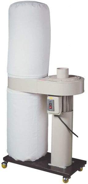 Value Collection - 115/230 Volt (Pre-Wired 230) Portable Dust Collector - 51" Long x 22" Deep x 79" High, (1) 5 & (2) 4" Connection Diam, 1,224 CFM Air Flow, 7.82" Static Pressure Water Level - Caliber Tooling