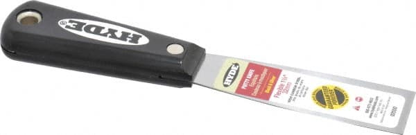 Hyde Tools - 1-1/4" Wide Steel Putty Knife - Flexible, Nylon Handle, 7-3/4" OAL - Caliber Tooling