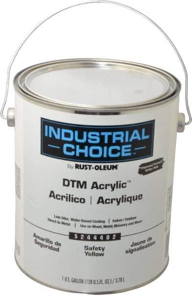 Rust-Oleum - 1 Gal Safety Yellow High Gloss Finish Acrylic Enamel Paint - Interior/Exterior, Direct to Metal, <250 gL VOC Compliance - Caliber Tooling