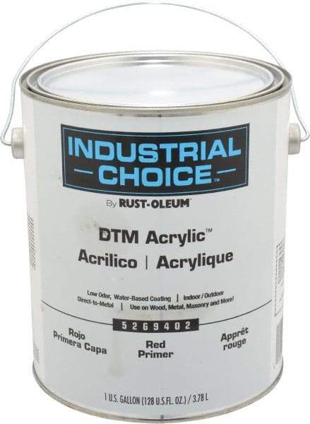 Rust-Oleum - 1 Gal Red Water-Based Acrylic Enamel Primer - 185 to 350 Sq Ft/Gal, <250 gL Content, Direct to Metal, Quick Drying, Exterior - Caliber Tooling