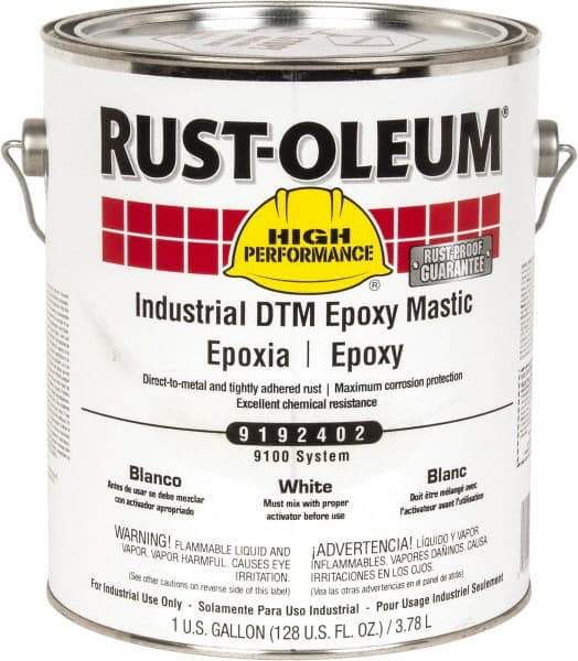 Rust-Oleum - 1 Gal Gloss White Epoxy Mastic - 100 to 225 Sq Ft/Gal Coverage, <340 g/L VOC Content, Direct to Metal - Caliber Tooling