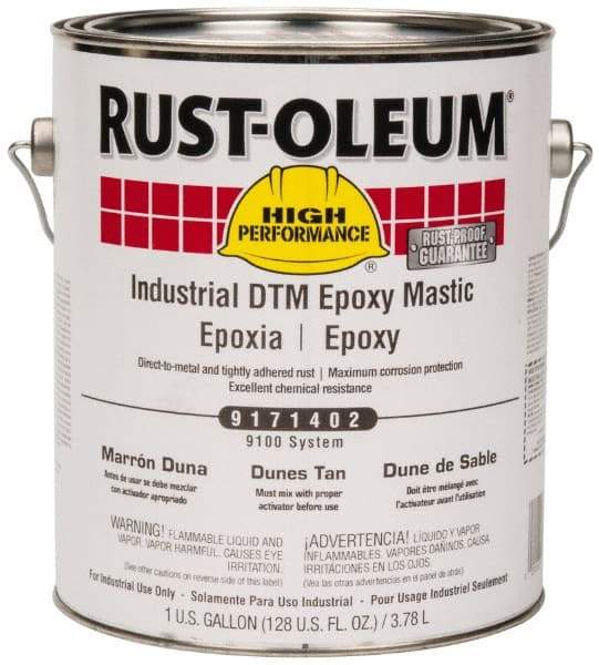 Rust-Oleum - 1 Gal Gloss Dunes Tan Epoxy Mastic - 100 to 225 Sq Ft/Gal Coverage, <340 g/L VOC Content, Direct to Metal - Caliber Tooling