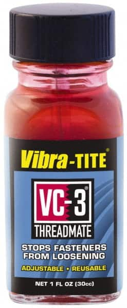 Vibra-Tite - 1 Fluid Ounce Bottle, Red, Low Strength Threadlocker - Series VC-3, 24 hr Full Cure Time, Hand Tool, Heat Removal - Caliber Tooling