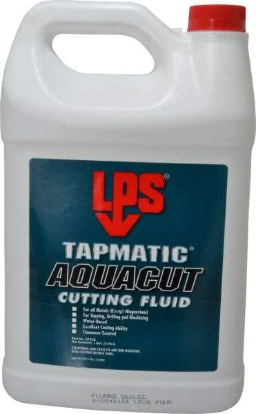 LPS - Tapmatic AquaCut, 1 Gal Bottle Cutting & Tapping Fluid - Water Soluble, For Boring, Broaching, Drawing, Drilling, Engraving, Facing, Finishing, Grinding, Milling, Reaming, Sawing, Stamping, Tapping, Threading, Turning - Caliber Tooling