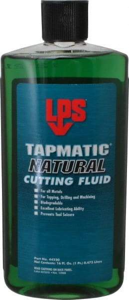 LPS - Tapmatic Natural, 16 oz Bottle Cutting & Tapping Fluid - Straight Oil, For Boring, Broaching, Drilling, Engraving, Facing, Milling, Reaming, Sawing, Tapping, Threading, Turning - Caliber Tooling