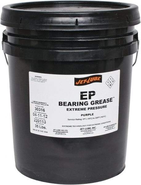 Jet-Lube - 35 Lb Pail Extreme Pressure Grease - Purple, Extreme Pressure, 325°F Max Temp, NLGIG 2, - Caliber Tooling