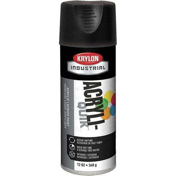 Krylon - Black, 12 oz Net Fill, Flat, Lacquer Spray Paint - 15 to 20 Sq Ft per Can, 16 oz Container, Use on Cabinets, Color Coding Steel & Lumber, Conduits, Drums, Ducts, Fabric, Furniture, Motors, Pipelines, Tools - Caliber Tooling