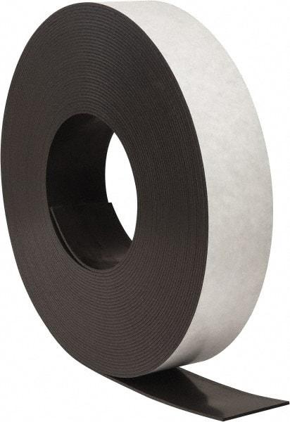 Mag-Mate - 100' Long x 3" Wide x 1/8" Thick Flexible Magnetic Strip - 48 Lb Max Pull Force, 56 Linear Ft/Lb Magnetic Pull Force, Adhesive Back - Caliber Tooling