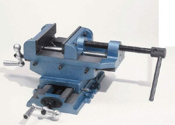 Palmgren - 6" Jaw Opening Capacity x 2" Throat Depth, Horizontal Drill Press Vise - 8" Wide Jaw, Cross Slide Base, Standard Speed, 8" OAL x 7-1/4" Overall Height - Caliber Tooling