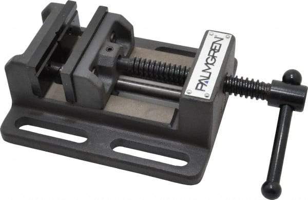 Palmgren - 3" Jaw Opening Capacity x 1-1/8" Throat Depth, Horizontal Drill Press Vise - 3" Wide Jaw, Stationary Base, Standard Speed, 6-1/2" OAL x 2-7/16" Overall Height - Caliber Tooling