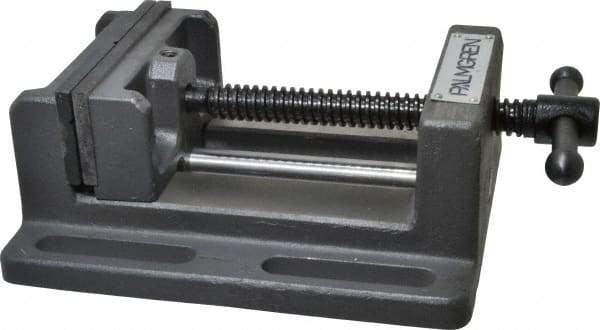 Palmgren - 4" Jaw Opening Capacity x 1-3/4" Throat Depth, Horizontal Drill Press Vise - 4" Wide Jaw, Stationary Base, Standard Speed, 7-1/2" OAL x 2-7/8" Overall Height - Caliber Tooling