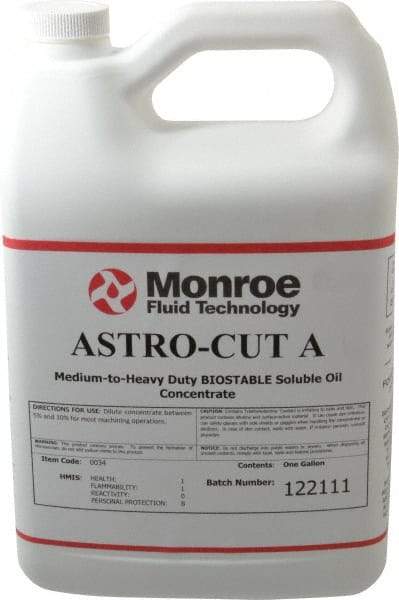 Monroe Fluid Technology - Astro-Cut A, 1 Gal Bottle Cutting & Grinding Fluid - Water Soluble, For CNC Milling, Drilling, Tapping, Turning - Caliber Tooling