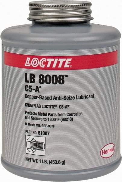 Loctite - 1 Lb Can High Temperature Anti-Seize Lubricant - Copper/Graphite, -29 to 1,800°F, Copper Colored, Water Resistant - Caliber Tooling