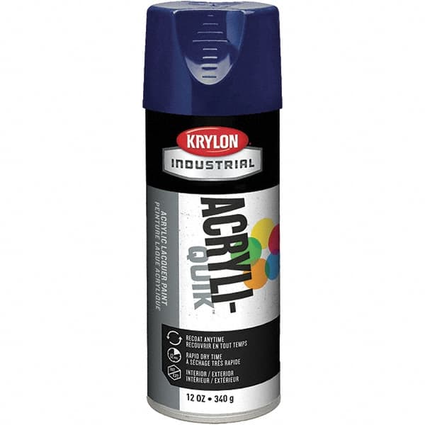 Krylon - Regal Blue, 12 oz Net Fill, Gloss, Lacquer Spray Paint - 15 to 20 Sq Ft per Can, 16 oz Container, Use on Cabinets, Color Coding Steel & Lumber, Conduits, Drums, Ducts, Furniture, Motors, Pipelines, Tools - Caliber Tooling