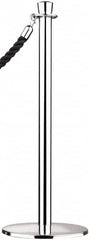 Tensator - 39" High, 2" Pole Diam, Standard Post - 11-1/2" Base Diam, Dome Satin Chrome (Color) Steel Post - Caliber Tooling