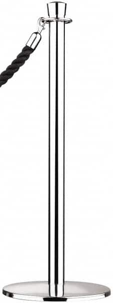 Tensator - 34" High, 2" Pole Diam, Standard Post - 11-1/2" Base Diam, Flat Satin Chrome (Color) Steel Post - Caliber Tooling