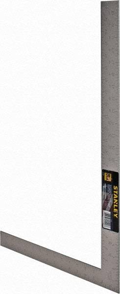 Stanley - 24" Blade Length x 16" Base Length, Buffed Finish, Steel Carpenters' Square - 1/8" (Back) & 1/8" (Face) Graduation, 1-1/2" Base Width - Caliber Tooling