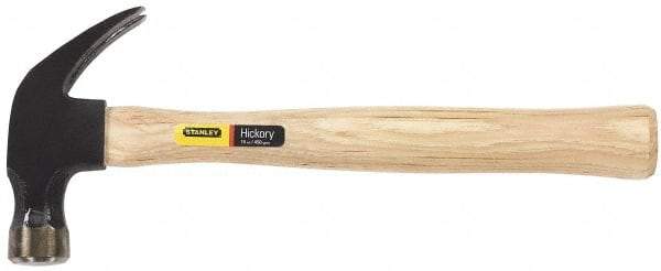 Stanley - 1 Lb Head, Curved Claw Nail Hammer - 13-1/4" OAL, Carbon Steel Head, Smooth Face, Wood Handle - Caliber Tooling