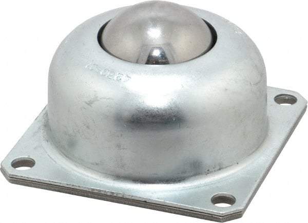 Value Collection - 1-1/2 Inch Diameter, Square, Carbon Steel Ball Transfer - 1.8125 Inch Mount Height, 250 Lb. Capacity - Caliber Tooling