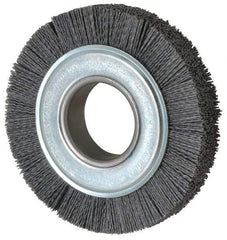 Weiler - 6" OD, 2" Arbor Hole, Crimped Nylon Wheel Brush - 1" Face Width, 1-1/4" Trim Length, 0.04" Filament Diam, 3,600 RPM - Caliber Tooling