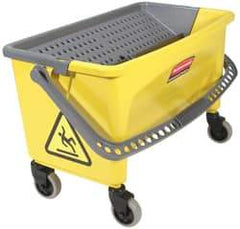 Rubbermaid - 40 Qt Plastic Bucket & Wringer - 14-1/2" Long x 16.1" High x 26.2" Wide, Yellow - Caliber Tooling