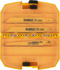 DeWALT - 15 Pieces, 6" Long x 0.04" Thickness, Bi-Metal Reciprocating Saw Blade Set - Straight Profile, 6 to 18 Teeth, Toothed Edge - Caliber Tooling