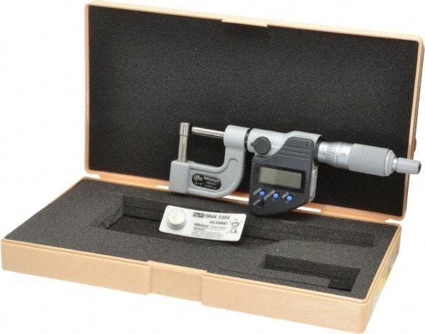 Mitutoyo - 0 to 1 Inch Measurement Range, Pin Anvil, Ratchet Stop Thimble, Electronic Tube Micrometer - Accurate Up to 0.0002 Inch, Carbide - Caliber Tooling