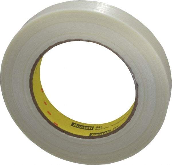 3M - 3/4" x 60 Yd Clear Rubber Adhesive Packaging Tape - Polypropylene Film Backing, 6 mil Thick, 170 Lb Tensile Strength, Series 897 - Caliber Tooling