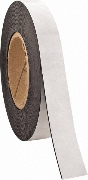 Made in USA - 50' Long x 1" Wide Flexible Magnetic Strip - 4 Lb Max Pull Force, Adhesive Back, Black - Caliber Tooling