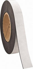 Made in USA - 50' Long x 1" Wide Flexible Magnetic Strip - 4 Lb Max Pull Force, Adhesive Back, Black - Caliber Tooling